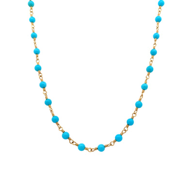 Estate Turquoise Bead Necklace in Yellow Gold by Tiffany & Co.