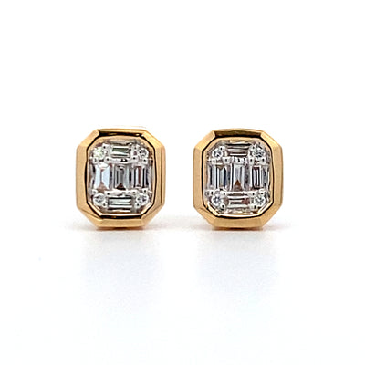 Mosaic Stud Earrings in Yellow Gold by Allison Kaufman