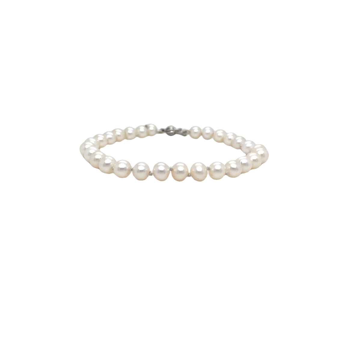 Single Strand Pearl Bracelet in White Gold by B&C