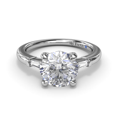 FANA White Gold 3 Stone Baguette Diamond Engagement Ring S4070/WG