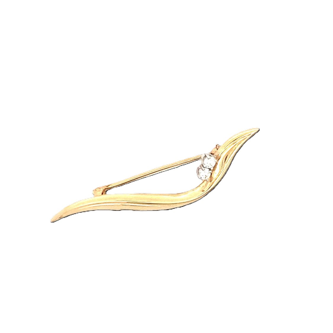 BCJ Estate Jewelry Yellow Gold and Diamond Wave Pin