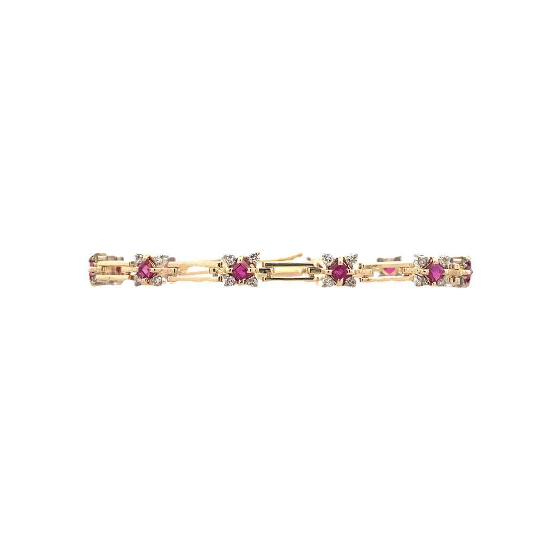 BCJ Estate Jewelry Two-Tone Ruby Fancy Link Bracelet