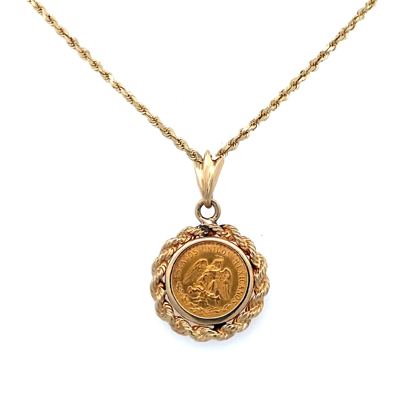 Estate Dos Peso Coin Pendant in Yellow Gold