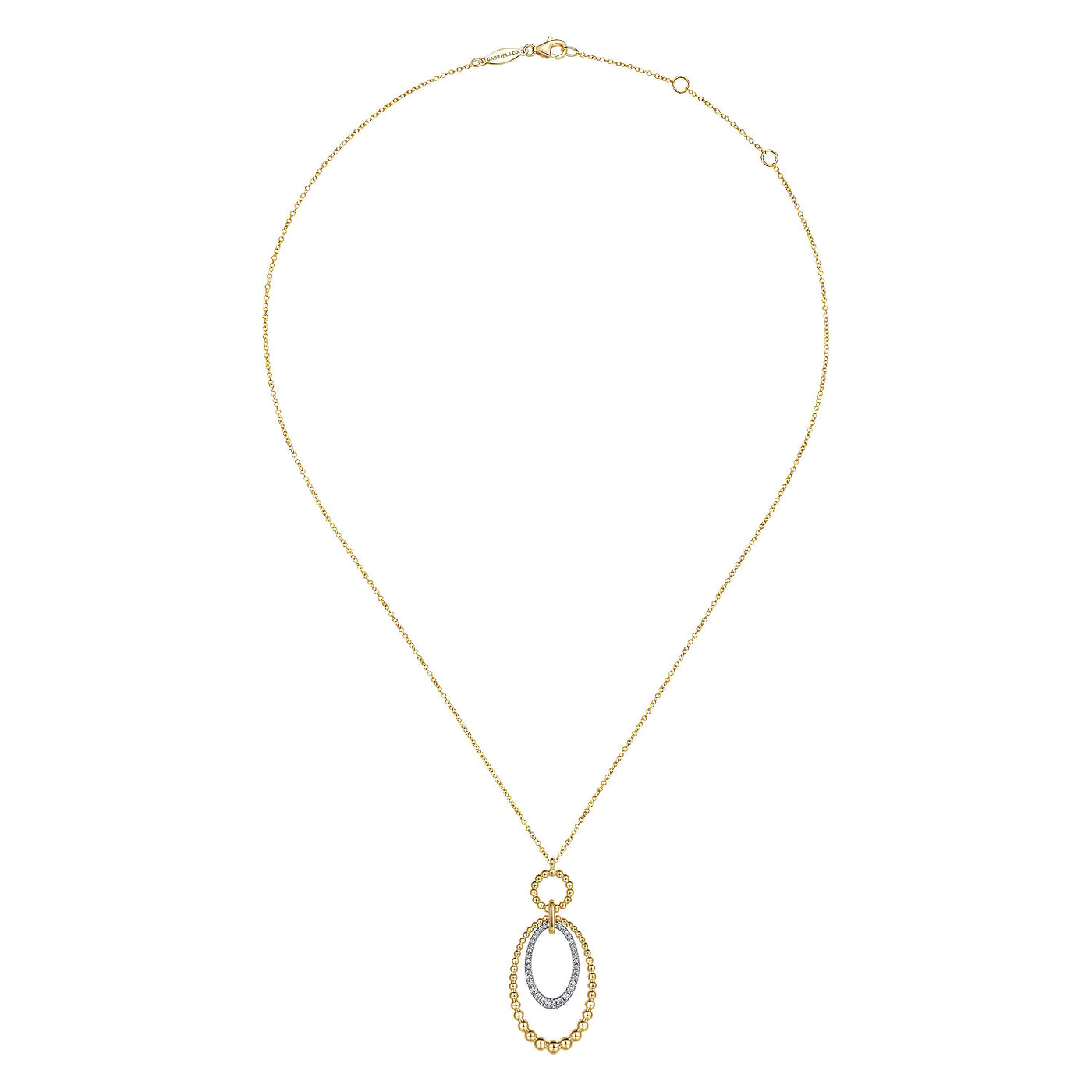 Diamond Oval Drop Pendant in Two-TOne Gold by Gabriel & Co.