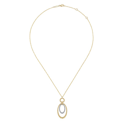 Diamond Oval Drop Pendant in Two-TOne Gold by Gabriel & Co.