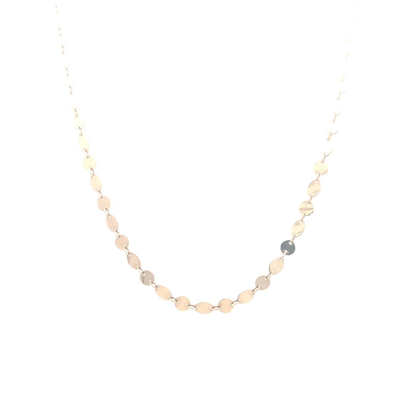 18" Alternating Circle and Leaf Disc Necklace in Yellow Gold