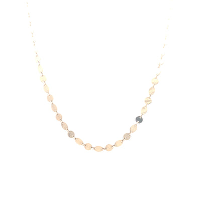 18" Alternating Circle and Leaf Disc Necklace in Yellow Gold