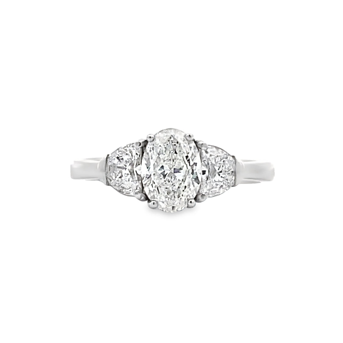 Round Diamond Side Stone Engagement Ring in White Gold by B&C