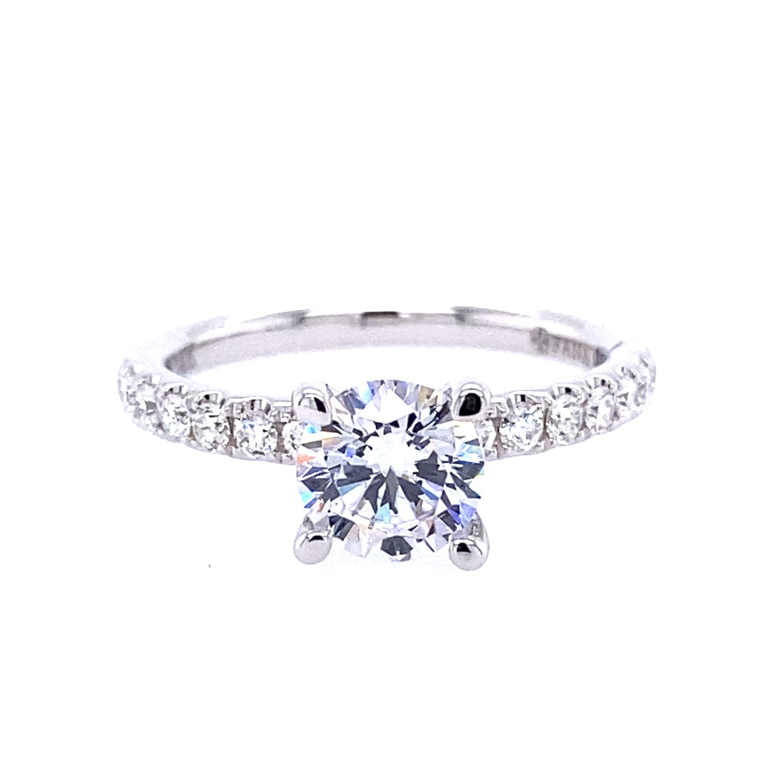 FANA 14 KT White Gold Round Diamond Engagement Ring S3846/WG