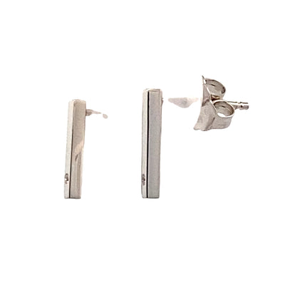 Small Diamond Bar Studs in White Gold