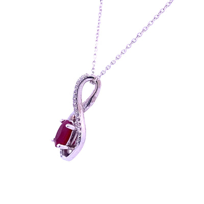 Ruby and Diamond Pendant in White Gold by B&C