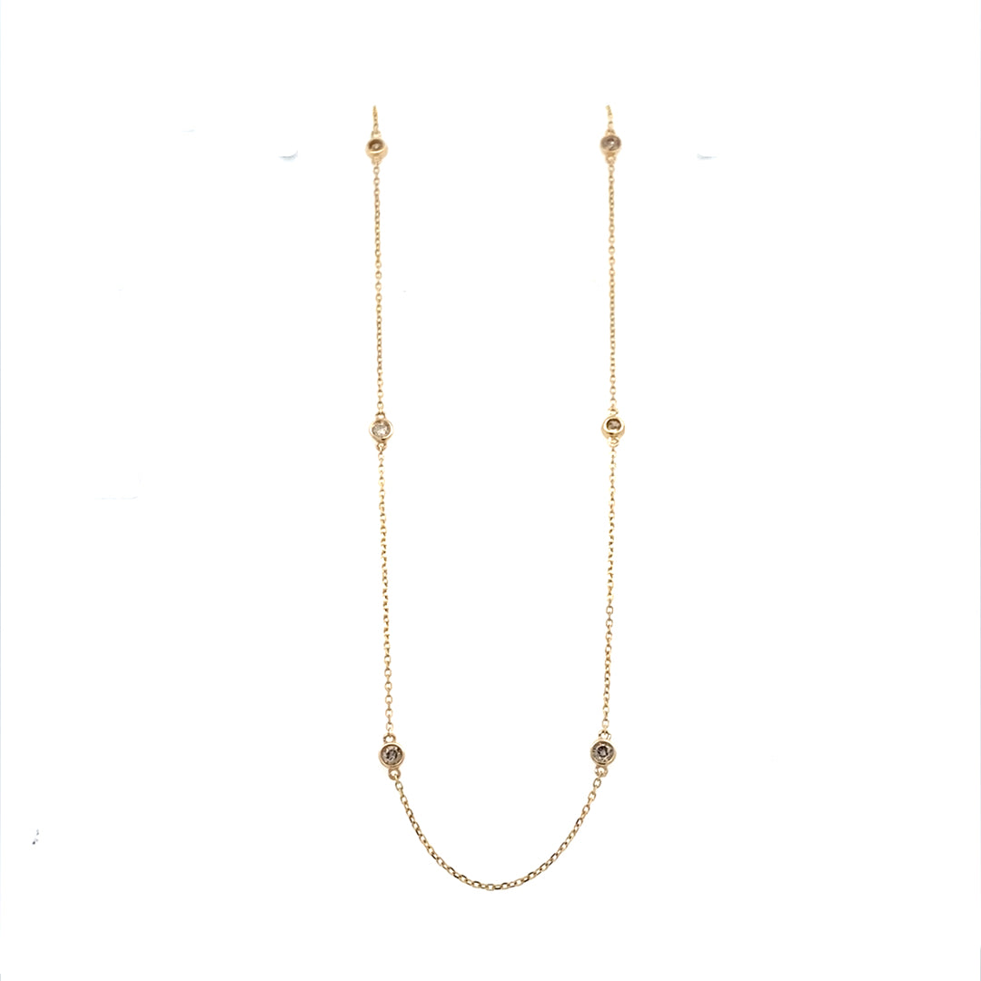 Yellow Gold Station 1/2 ctw Diamond Necklace