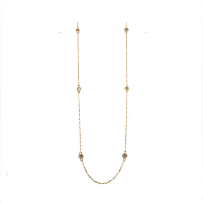 Yellow Gold Station 1/2 ctw Diamond Necklace