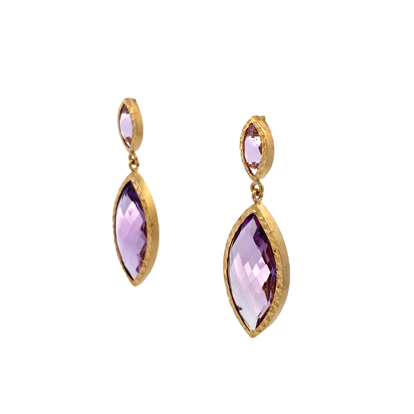 BCJ Estate Jewelry Yellow Gold Amethyst Drop Earrings