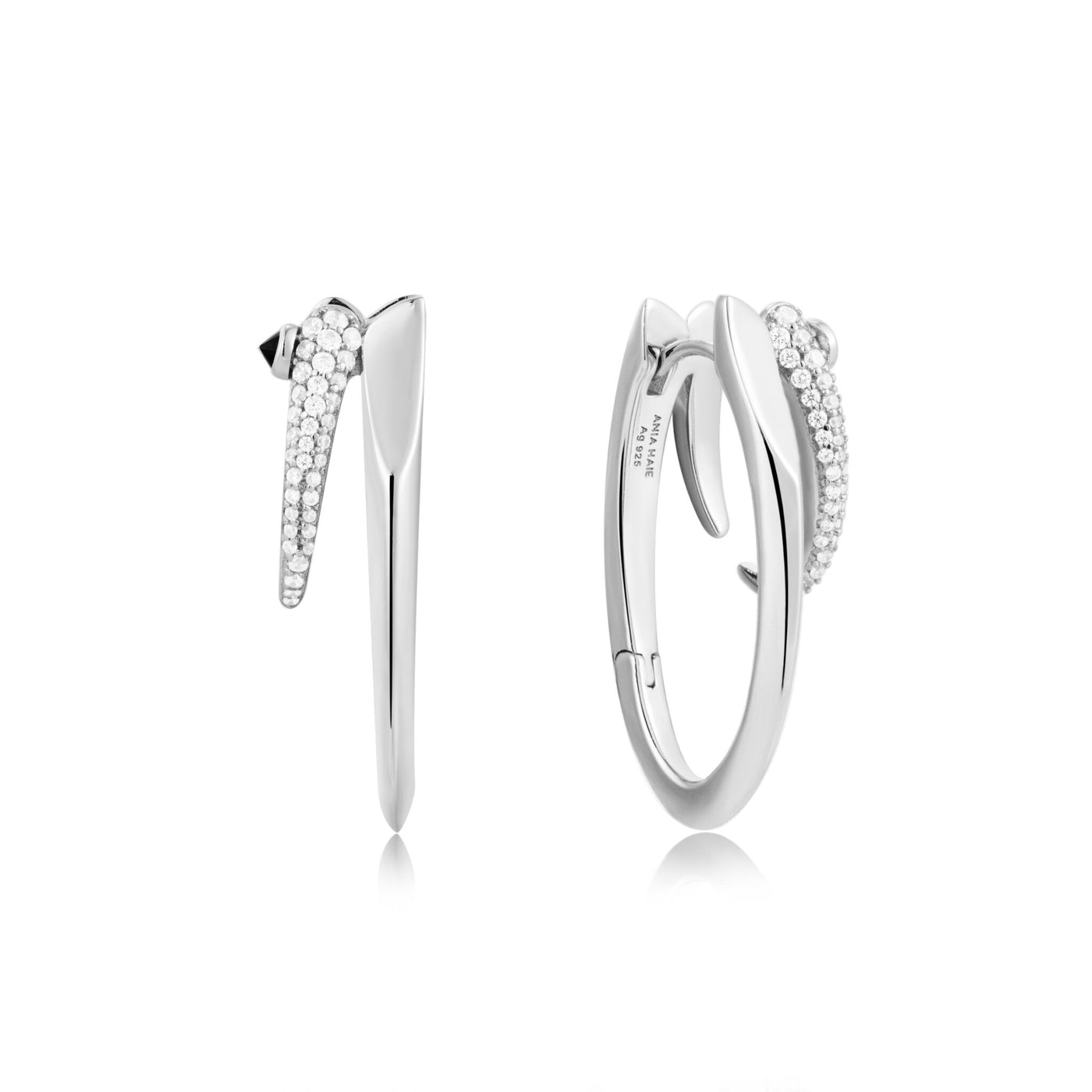 Ania Haie Silver Sparkle Drop Hoop Earrings