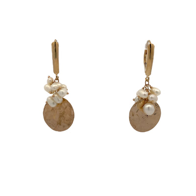 Estate Yellow Gold Drop Disc Earrings