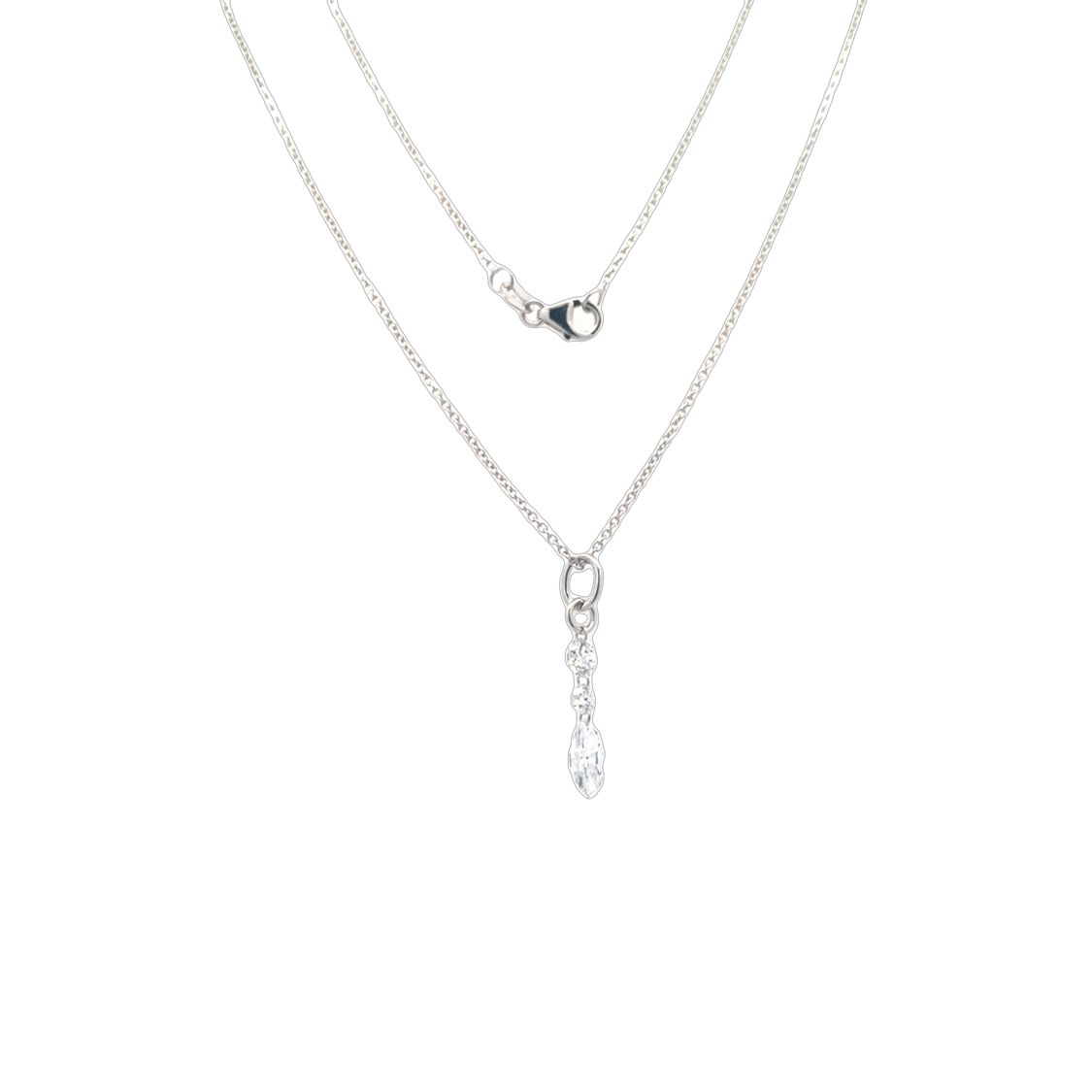 White Gold 3 Stone Lab Diamond Necklace