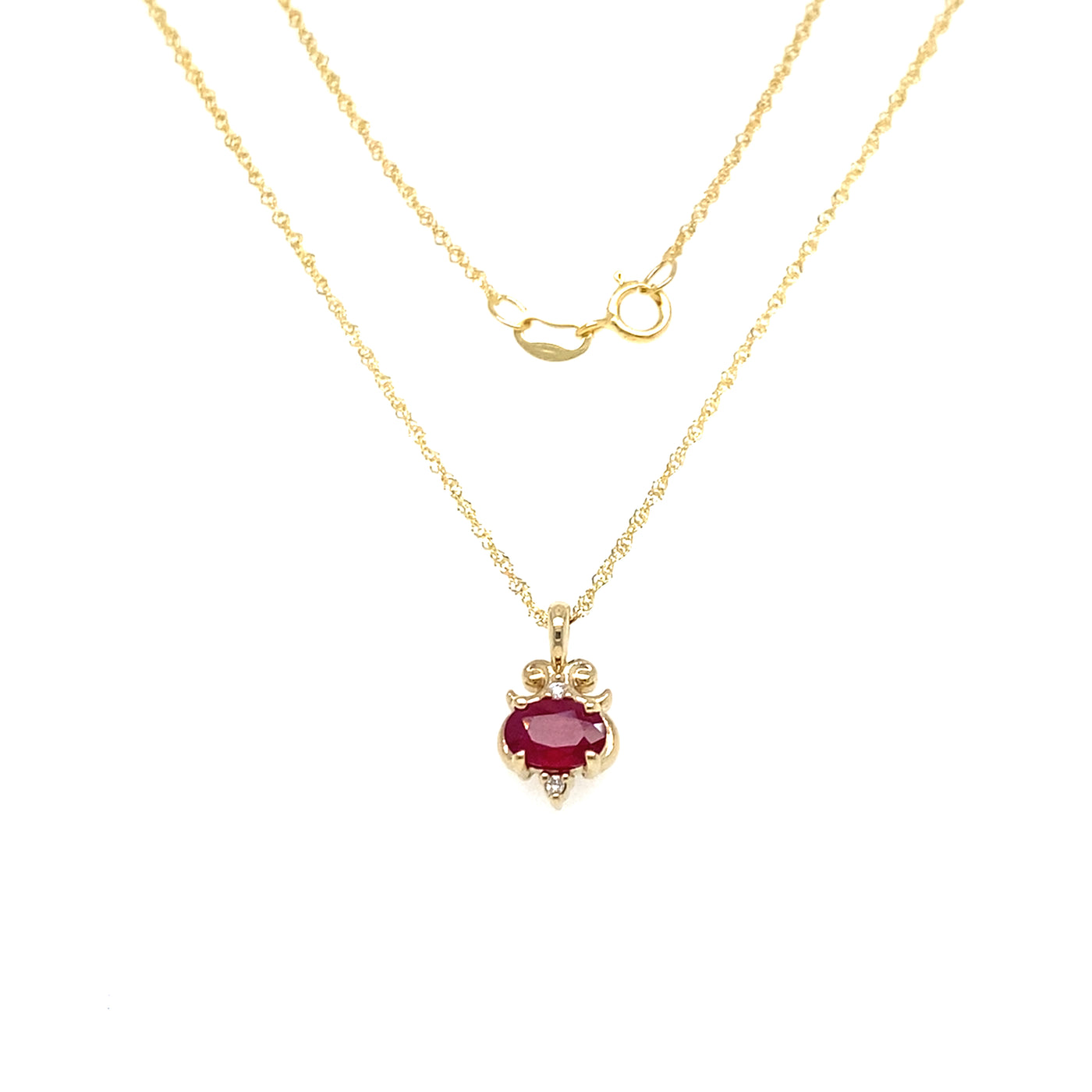 Ruby and Diamond Pendant in Yellow Gold by B&C