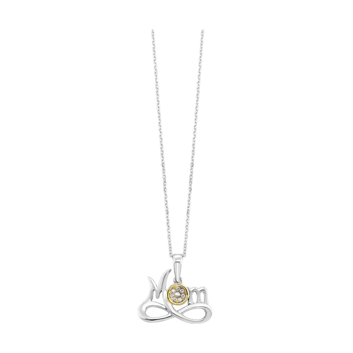 Diamond 'Mom" Pendant in Two-Tone Gold