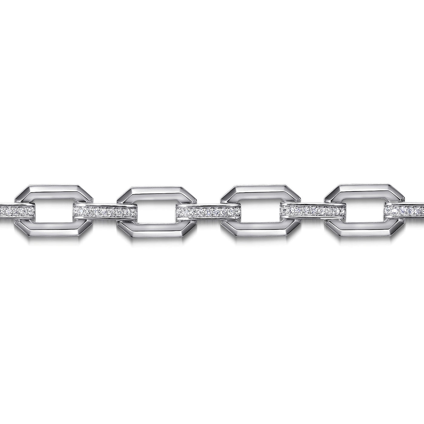 White Sapphire Link Bracelet in Silver by Gabriel NY