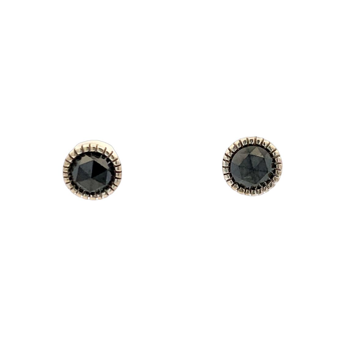 BCJ Estate Jewelry White Gold Black Diamond Studs