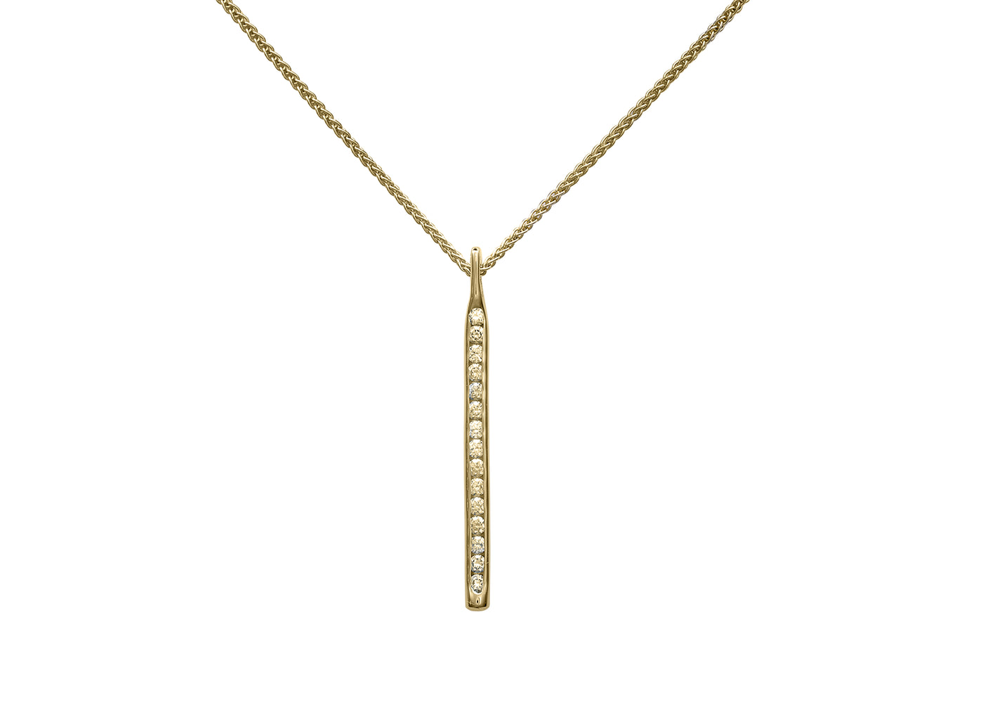 E. L. Designs Yellow Gold Drop Style Diamond Bar Pendant