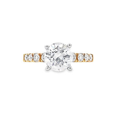 Round Diamond Side Stone Engagement Ring in Two-Tone Gold by Gabriel NY