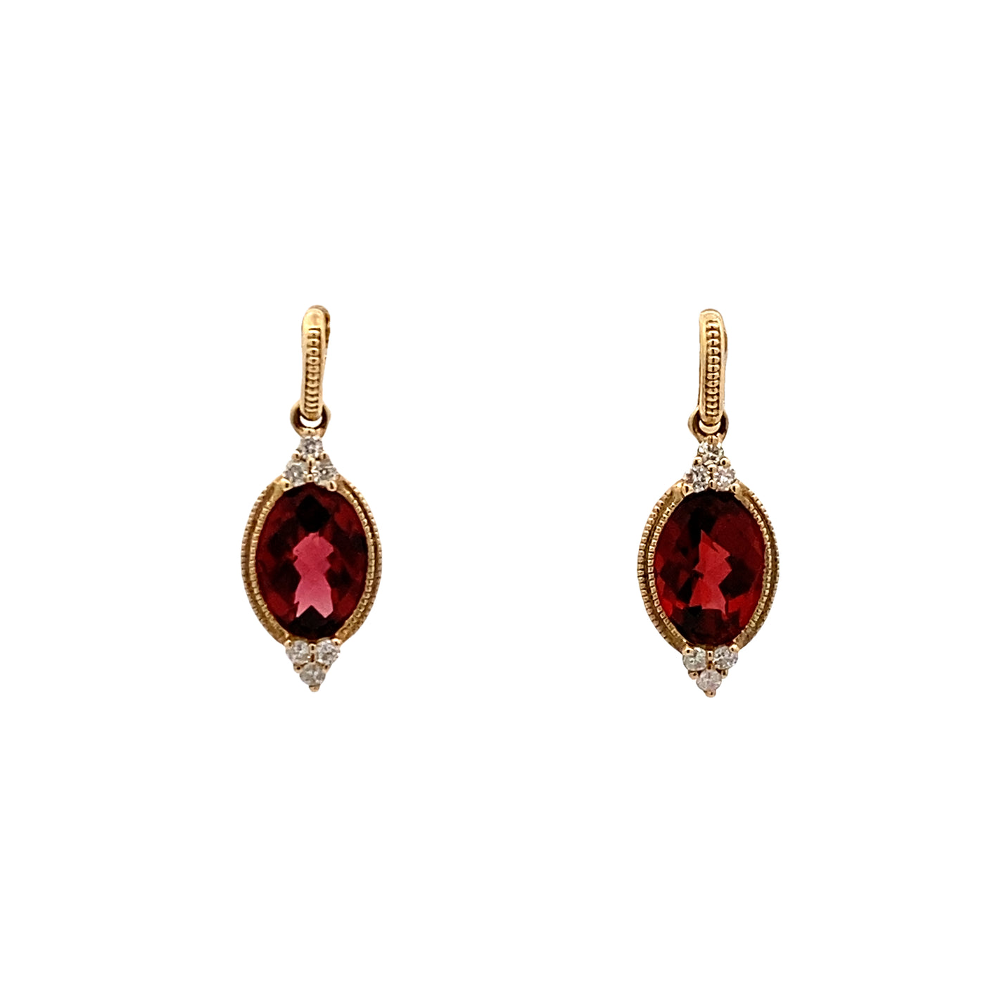 Yellow Gold Garnet Earrings  E4157