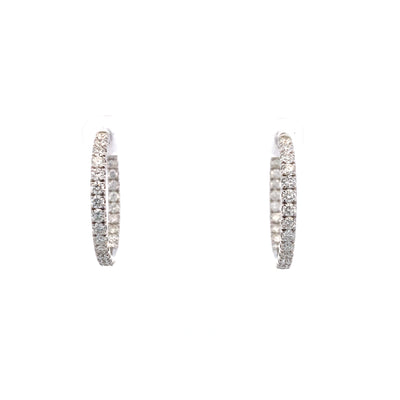 14 KT White Gold Hoop Earrings Diamond Earrings HS181130-14WF