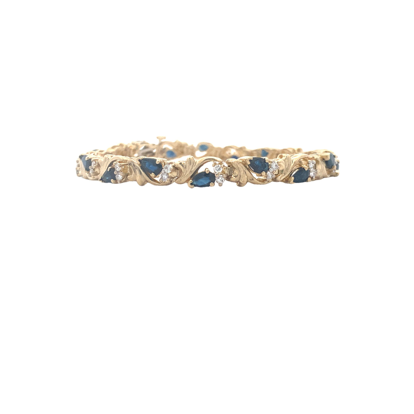 Estate Sapphire and Diamond Bracelet in Yellow Gold