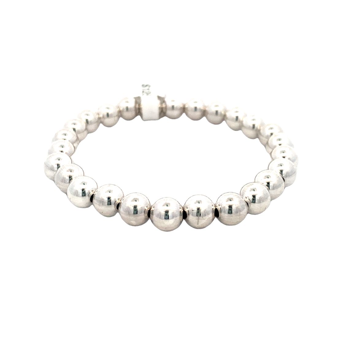 7mm Stretch Beaded Bracelet in Silver by Karen Lazar