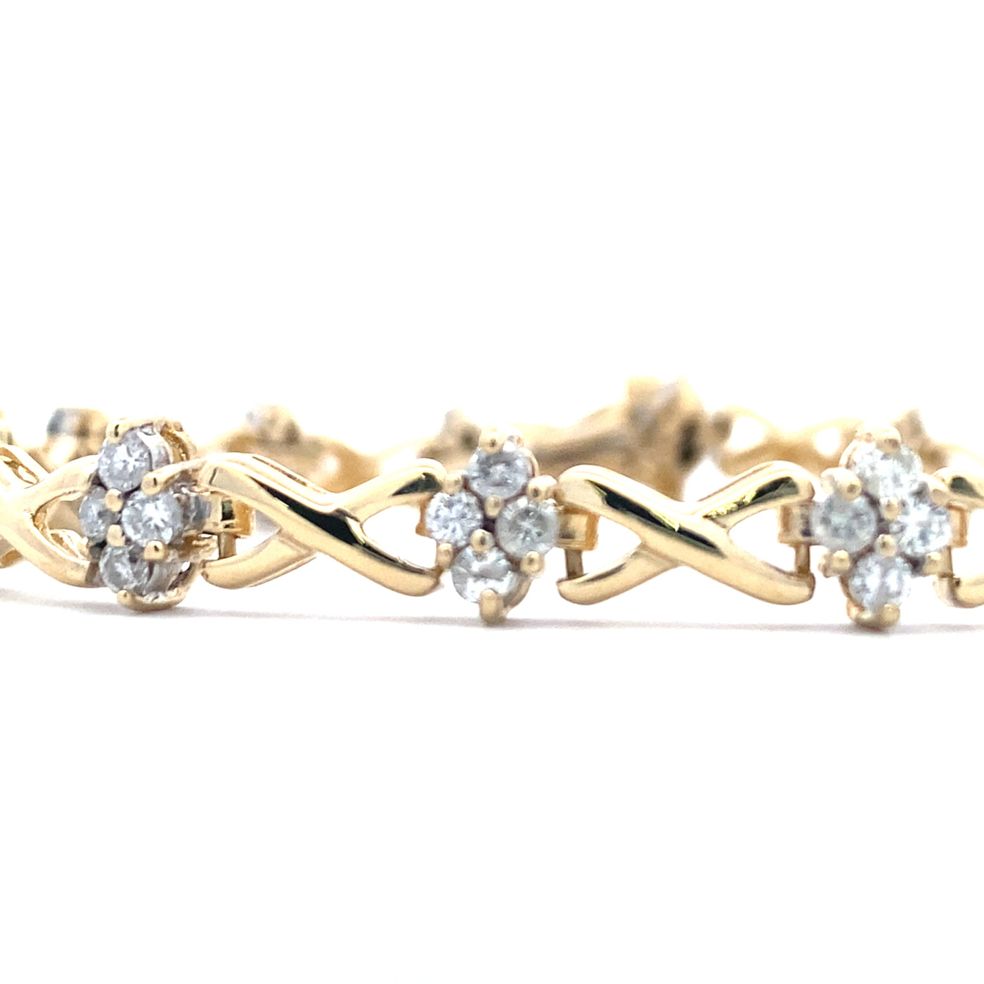 Estate Diamond Link Bracelet in Yellow Gold