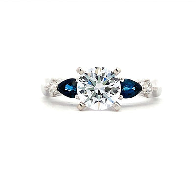 Gabriel & Co.  White Gold Side Stones Pear Diamond Engagement Ring ER6002W44SA