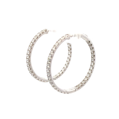 2ctw INSIDE/OUTSIDE DIAMOND HOOP EARRINGS IN WHITE GOLD