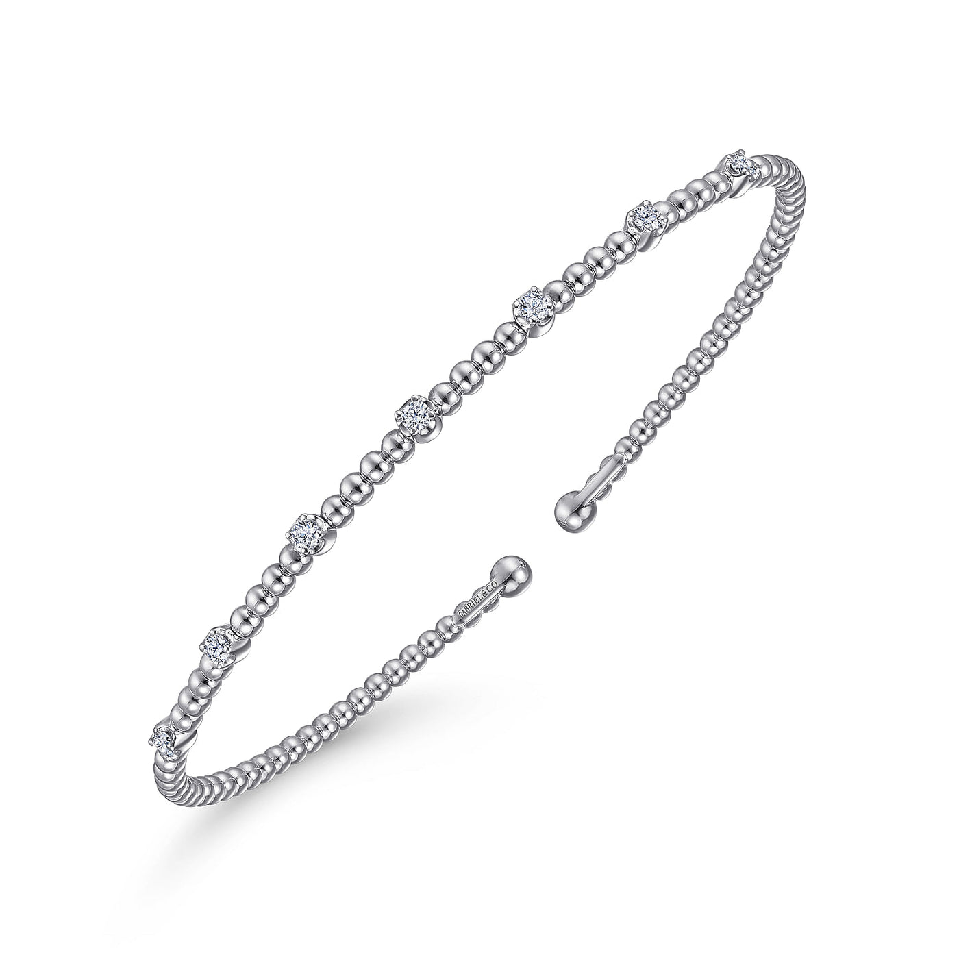 Seven Station Diamond Bujukan Bangle in White Gold by Gabriel NY