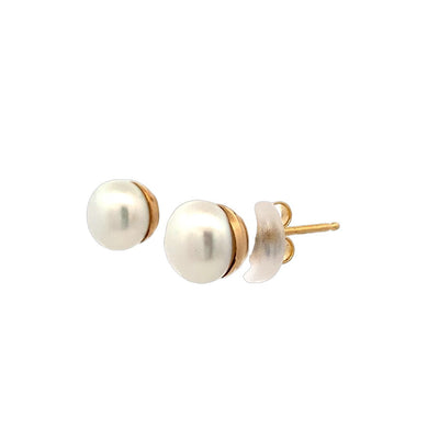 BCJ Estate Jewelry Yellow Gold Pearl Studs