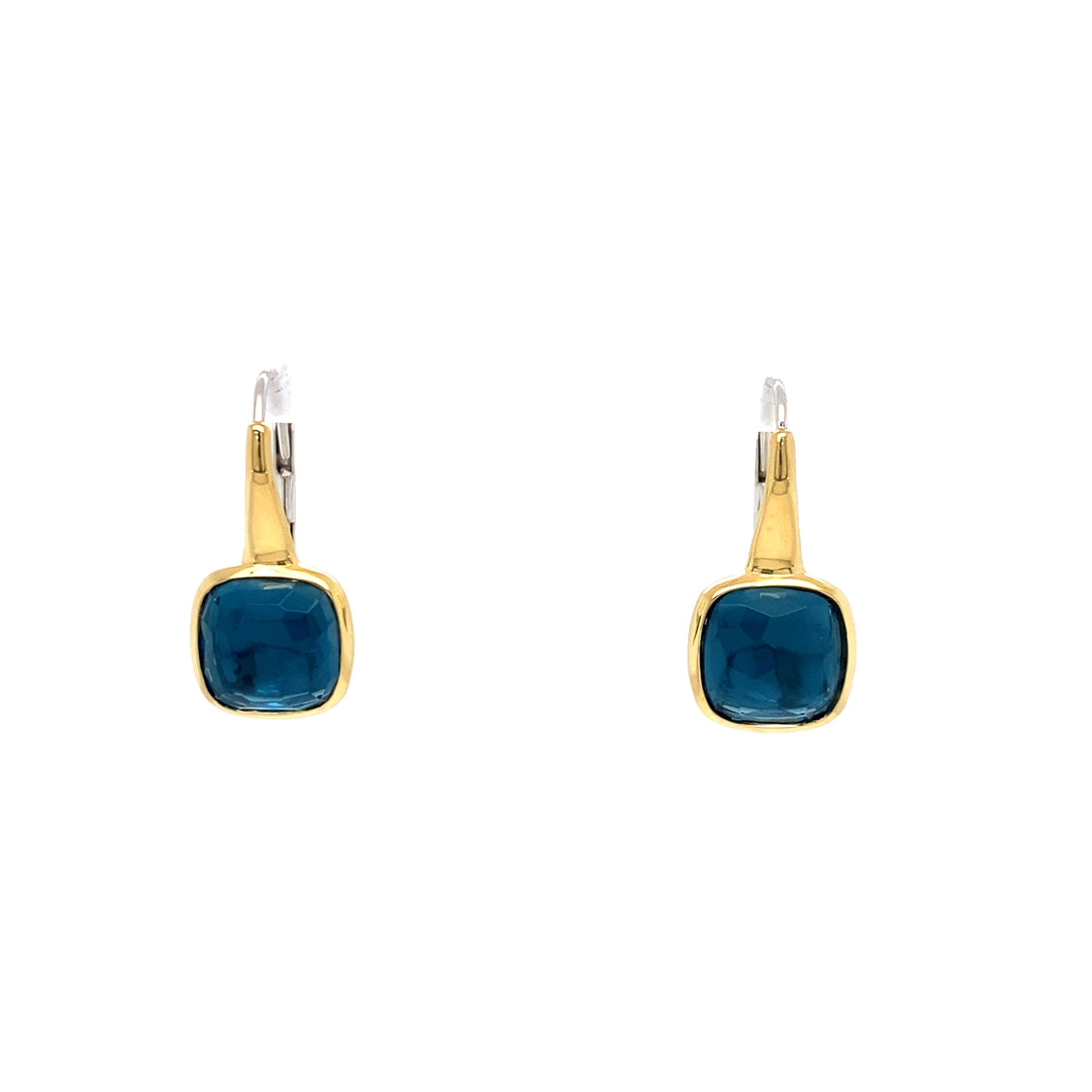 Blue TOpaz Drop Earrings in Two-Tone Gold by Ti Sento Milano