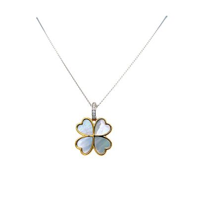 Mother of Pearl Clover Pendant in Two-Tone Gold by Ti Sento Milano