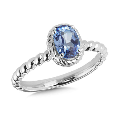 Created Blue Sapphire Ring in Silver