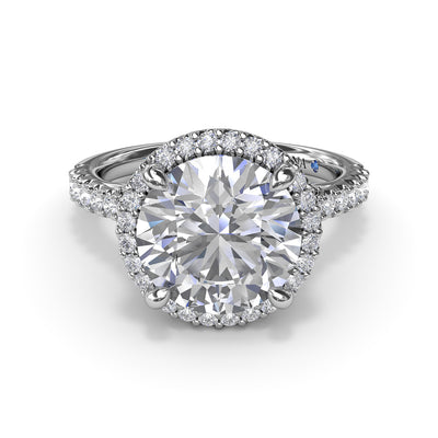 FANA 14KT White Gold Halo Diamond Engagement Ring S4185/WG