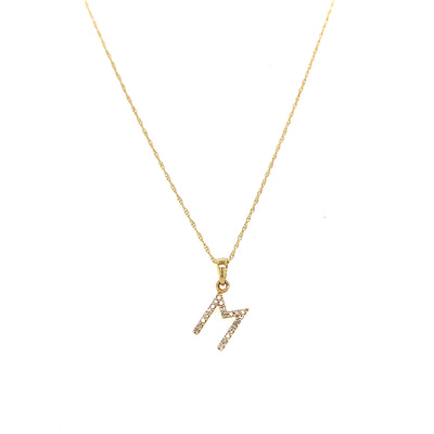 Diamond Initial "M" Pendant in Yellow Gold