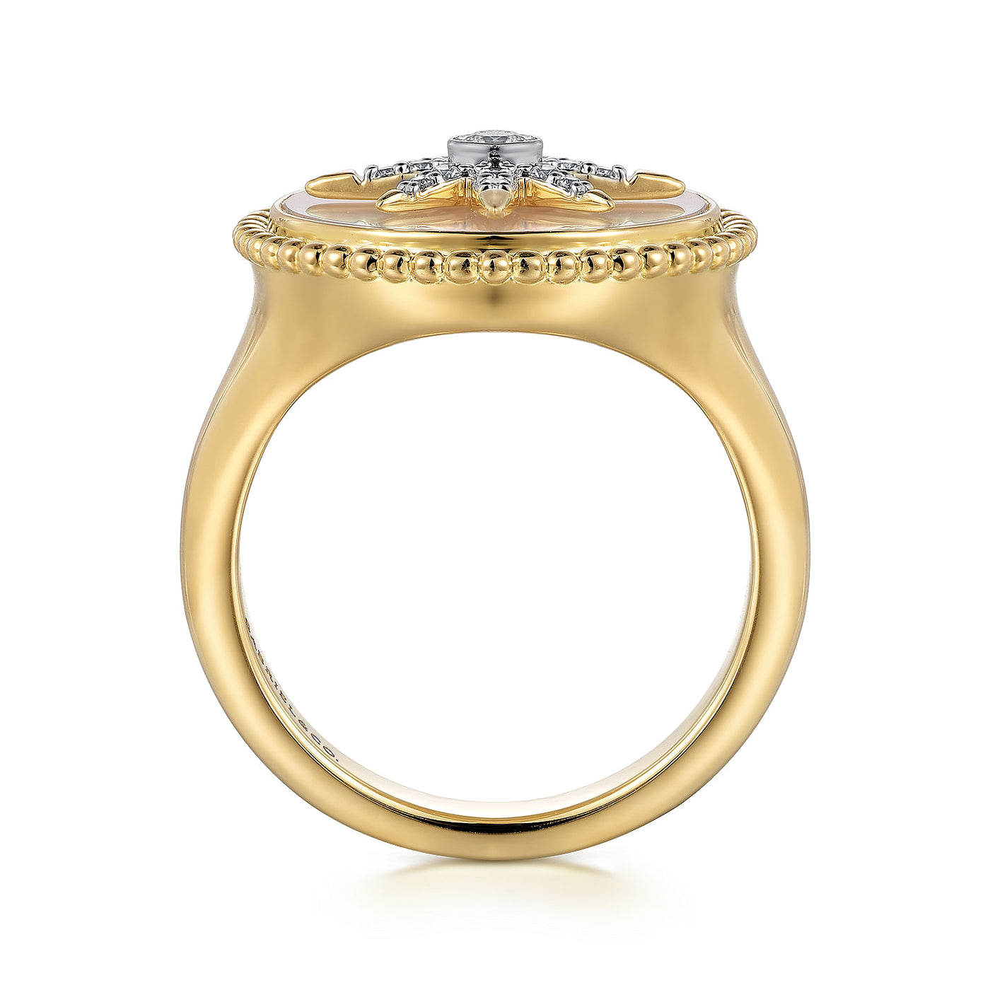 Mother of Pearl Starburst Ring in Yellow Gold by Gabriel & Co.