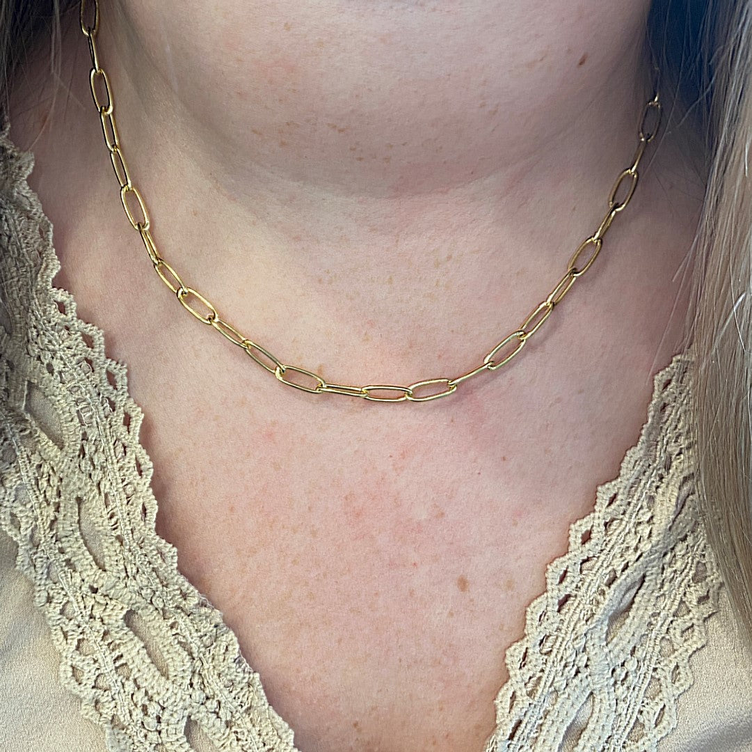 Paperclip Chunky Chain Necklace in Yellow Gold by Ania Haie