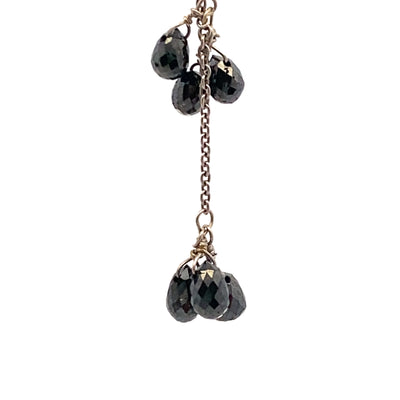 Black Diamond Briolette Drop Earrings in White Gold