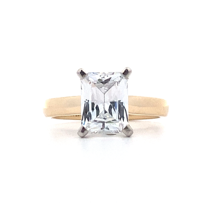 Radiant Diamond Solitaire Engagement Ring in Two Tone Gold by B&C