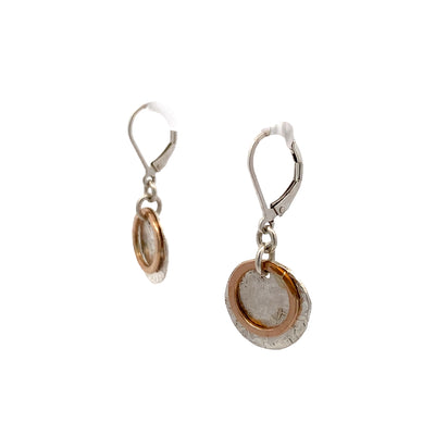 Estate Drop Disc Earrings in Two-Tone Gold