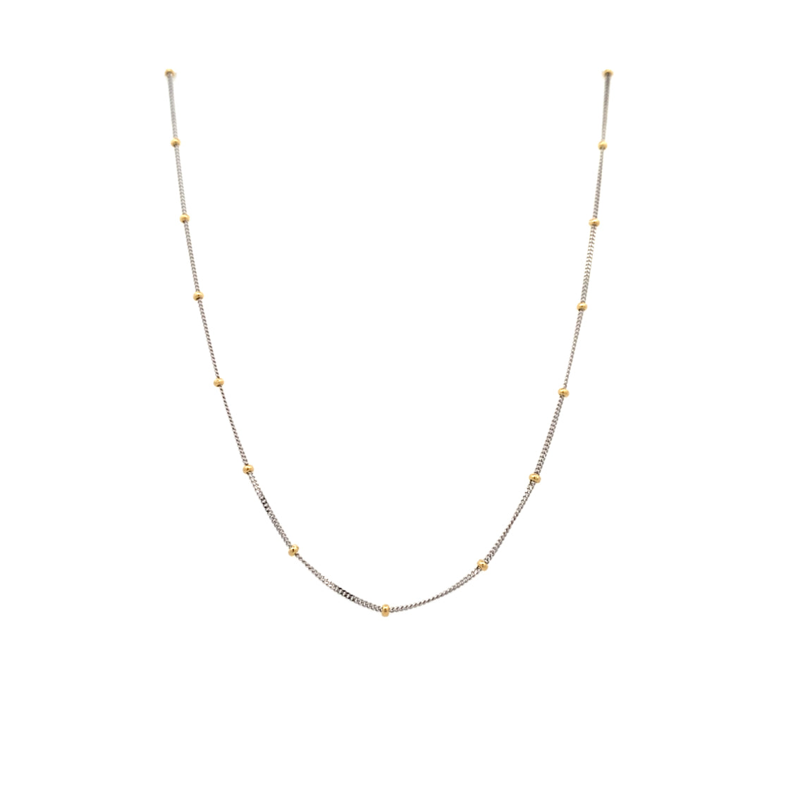 Bead Station Necklace in Two-Tone Gold