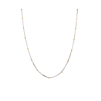 Bead Station Necklace in Two-Tone Gold