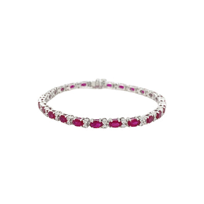 14 Karat Ruby & Diamond Tennis Style Bracelet GBR-3360-R14