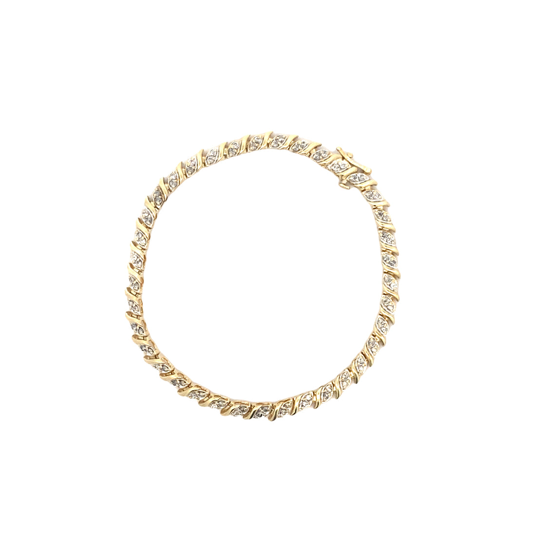 Estate Diamond Fancy Link Bracelet in Yellow Gold